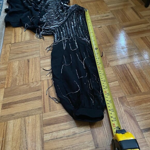 Vintage 80s beaded sequin silk shimmy top M - Picture 13 of 14